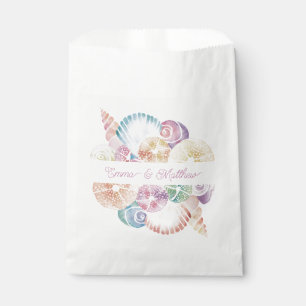 Monogram Marine Watercolor Sea Shells Wedding Logo Favour Bags