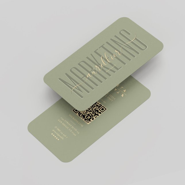 Monogram Marketing Sage Script Modern Business Card (Monogram Marketing Sage Gold Script Modern Business Card
)