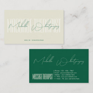 Monogram MASSAGE THERAPIST modern script Business Card