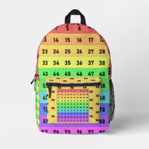 Monogram Math Student Fun 1-100 Numbers Colourful Printed Backpack