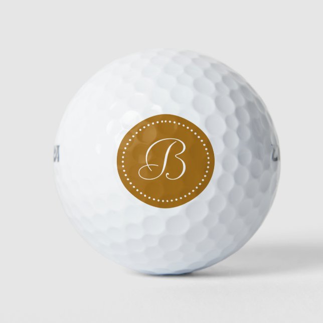 Monogram Matte Gold with Dots Golf Balls (Front)