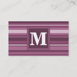Monogram mauve stripes business card