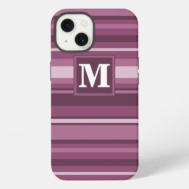 Monogram mauve stripes Case-Mate iPhone case (Back)