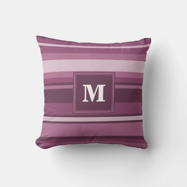 Monogram mauve stripes cushion (Front)