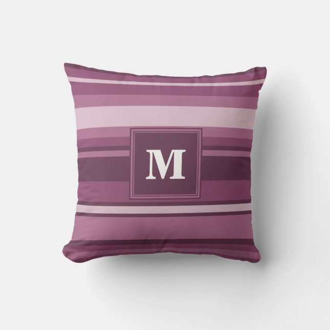 Monogram mauve stripes cushion (Front)