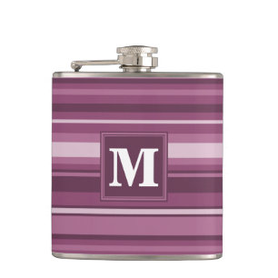 Monogram mauve stripes hip flask