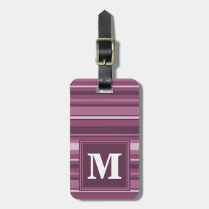Monogram mauve stripes luggage tag