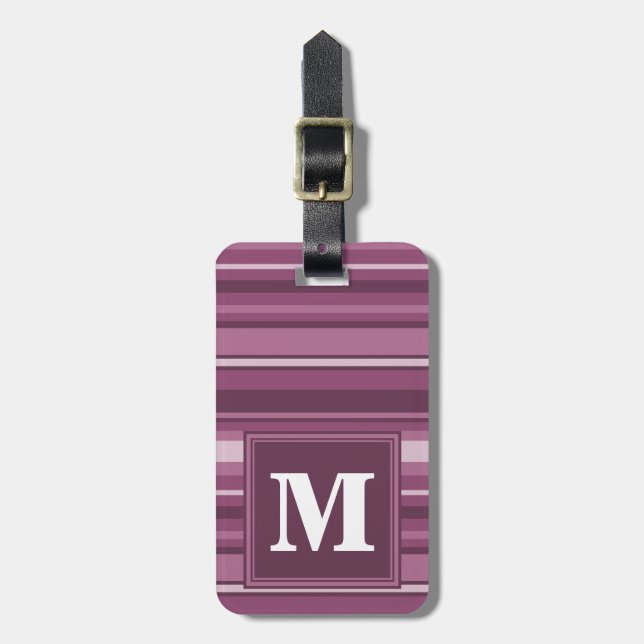 Monogram mauve stripes luggage tag (Front Vertical)