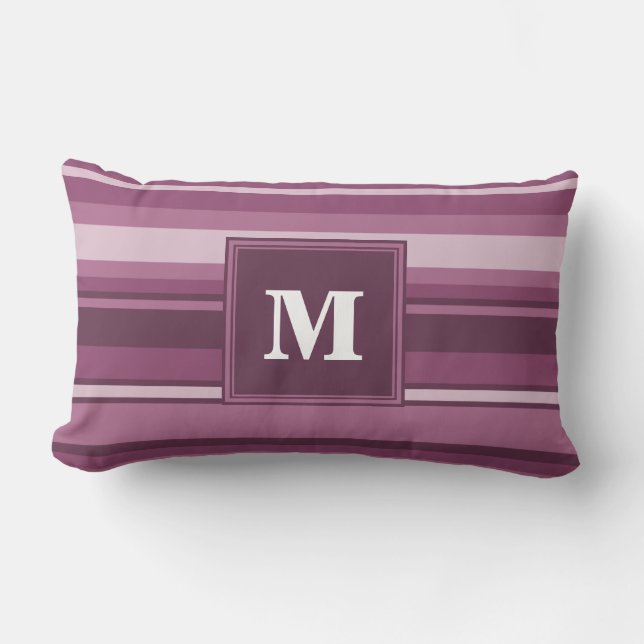 Monogram mauve stripes lumbar cushion (Front)