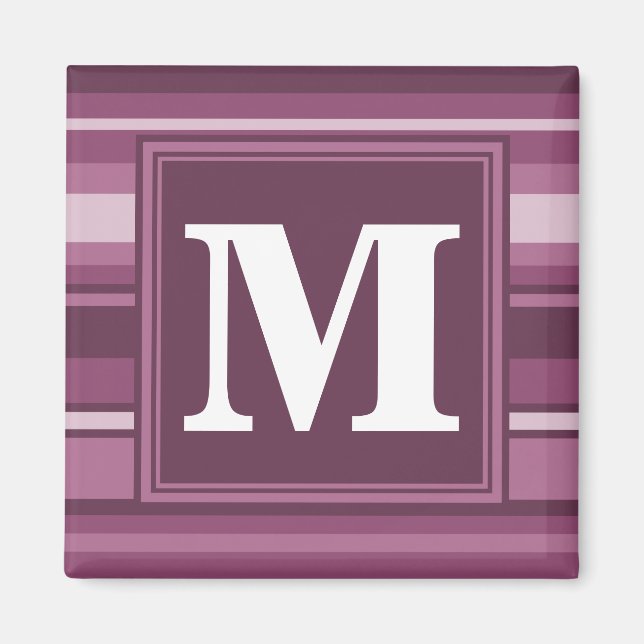 Monogram mauve stripes magnet (Front)