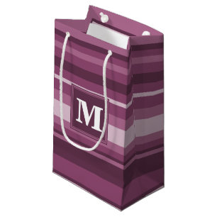 Monogram mauve stripes small gift bag
