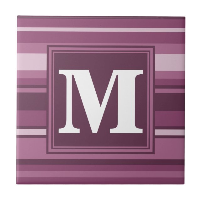 Monogram mauve stripes tile (Front)