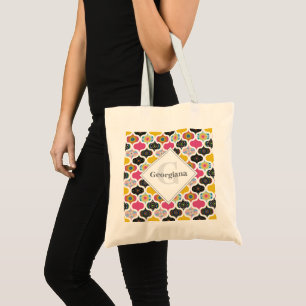 Monogram Maximalist Rainbow Dot Mandalas Patchwork Tote Bag