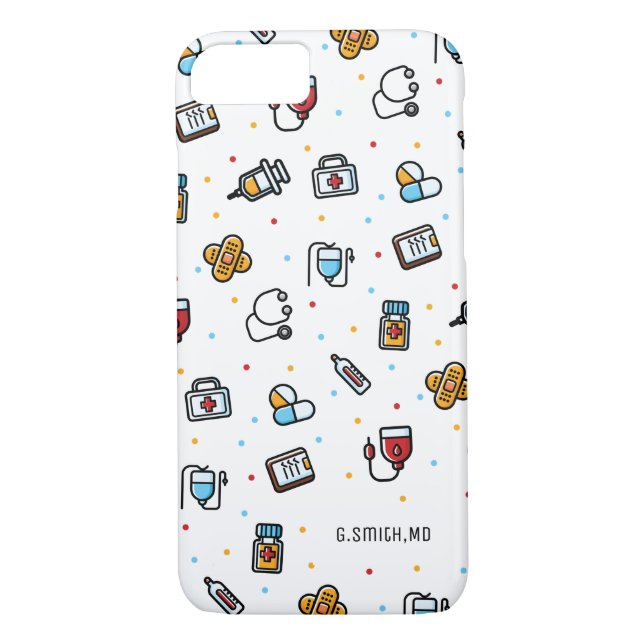 Monogram. Medical Pattern. For Doctors and Nurses Case-Mate iPhone Case (Back)