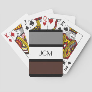 Monogram Medium Grey, White, and Brown Stripes Playing Cards