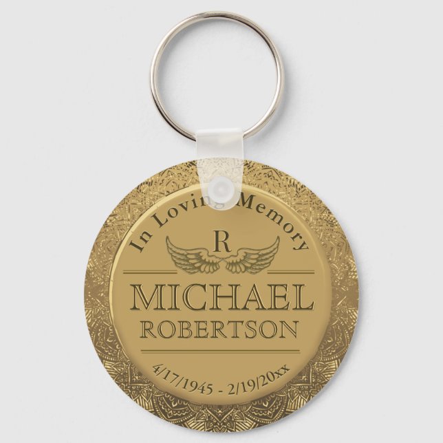Monogram Memorial in Loving Memory Key Ring (Front)
