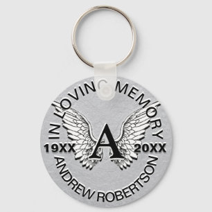 Monogram   Memorial   Silver Angel Wings Key Ring