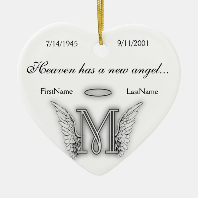 Monogram Memorial Tribute Ornament M (Front)