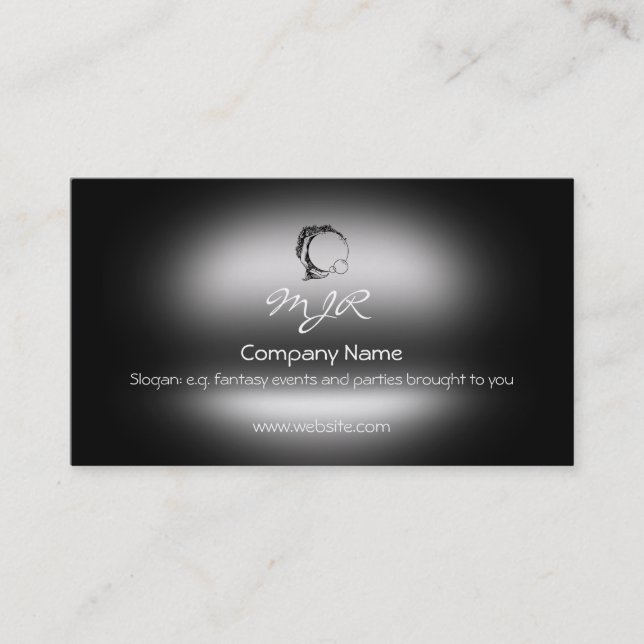 Monogram, Mermaid and Bubbles, metallic-effect Business Card (Front)