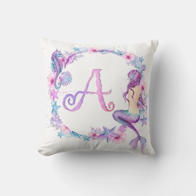 Monogram Mermaid Pillow - A (Front)