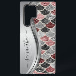 Monogram Mermaid Scale Glitter Pink Silver Name  Samsung Galaxy Case<br><div class="desc">The design is a photo and the cases are not made with actual glitter, sequins, metals or woods. This design is also available on other phone models. Choose Device Type to see other iPhone, Samsung Galaxy or Google cases. Some styles may be changed by selecting Style if that is an...</div>