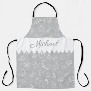 Monogram Merry Christmas and Happy New Year! 20XX Apron