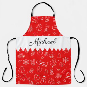 Monogram Merry Christmas and Happy New Year! 20XX Apron