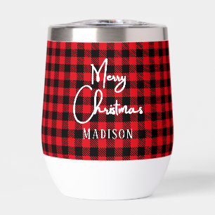 Monogram Merry Christmas buffalo plaid