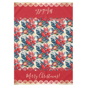 Monogram Merry Christmas & Happy New Year! Floral  Tablecloth
