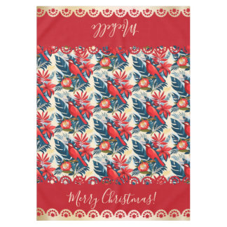 Monogram Merry Christmas & Happy New Year! Floral  Tablecloth
