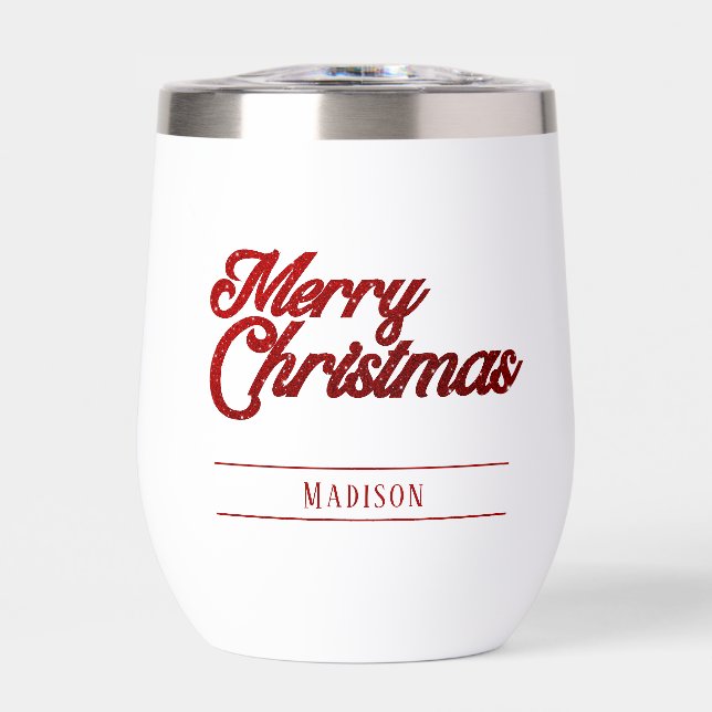 Monogram Merry Christmas red script  (Front)