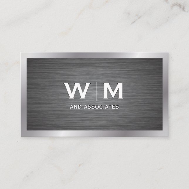 Monogram | Metallic Border Business Card (Front)
