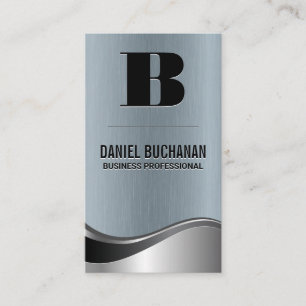 Monogram / Metallic Brushed Wave Background Business Card