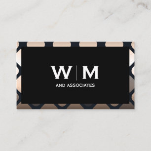 Monogram Metallic Geometric Patterns Border Business Card