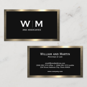 Monogram Metallic Gold Border Business Card