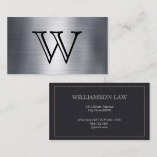 Monogram Metallic Leather Stitched Business Card