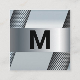 Monogram Metallic Perforated Background Square Business Card