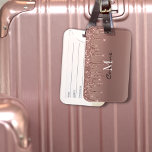 Monogram Metallic Rose Gold Dripping Glitter Icing Luggage Tag<br><div class="desc">Custom personalised luggage tag template. add name and last initial for some easy travel glam</div>