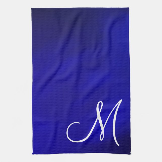 Monogram Metallic Royal Blue Kitchen Towell Tea Towel (Vertical)