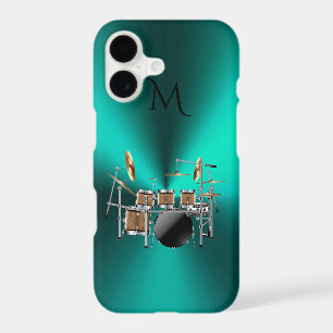 Monogram Metallic Teal Drums Music iPhone 7 Case