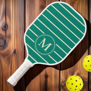 Monogram Mid-Century Striped Aqua Beach Colour Pickleball Paddle