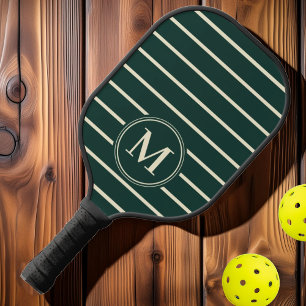 Monogram Mid-Century Striped Sage Green Colour Pickleball Paddle