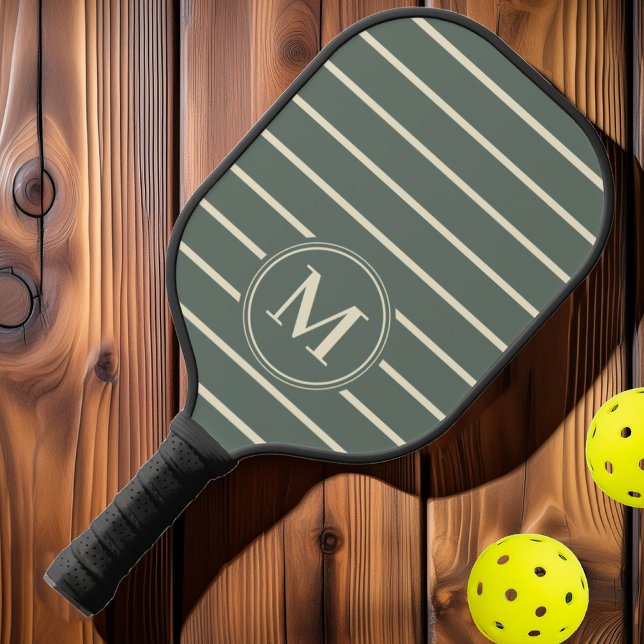 Monogram Mid-Century Striped Warm Grey Colour Pickleball Paddle (Creator Uploaded)