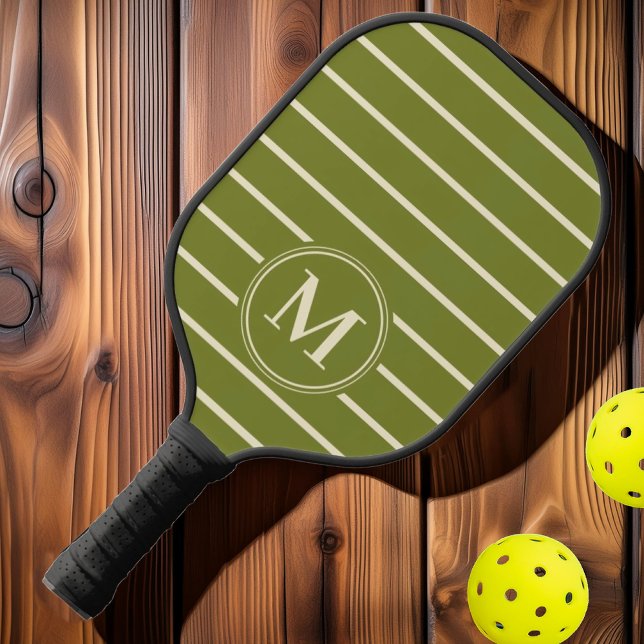 Monogram Mid-Century Striped Willow Green Colour Pickleball Paddle (Creator Uploaded)