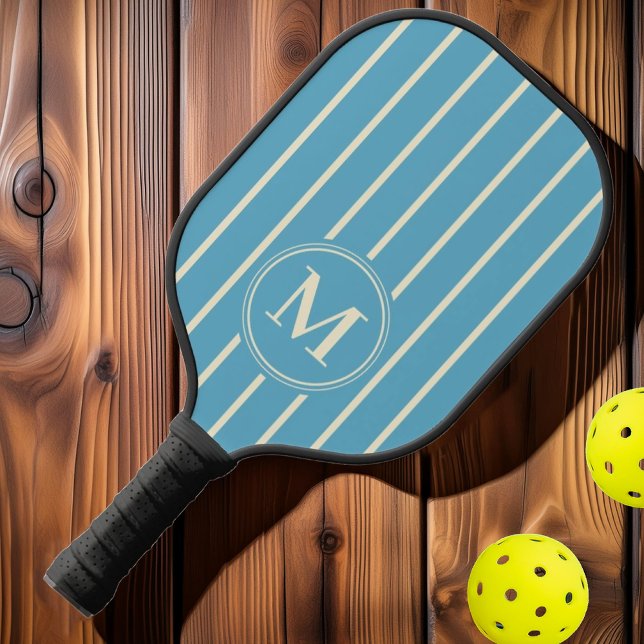 Monogram Mid-Century Striping Aqua Sky Colour Pickleball Paddle (Creator Uploaded)