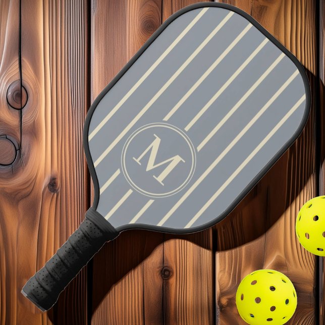 Monogram Mid-Century Striping Dove Grey Colour Pickleball Paddle (Creator Uploaded)