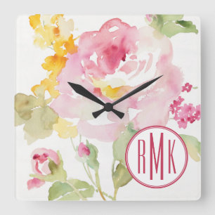 Monogram   Mid July Square Wall Clock