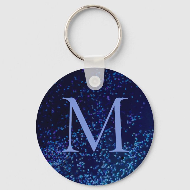 Monogram Midnite Blue Confetti  Key Ring (Front)