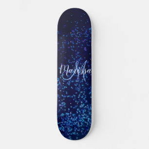 Monogram Midnite Blue Confetti Personalised Skateboard