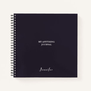 Monogram Minimal Charcoal Grey White Spiral Notebook